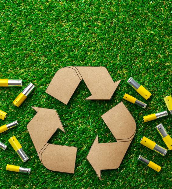 Recycling of used alkaline batteries ecological and environmental concept